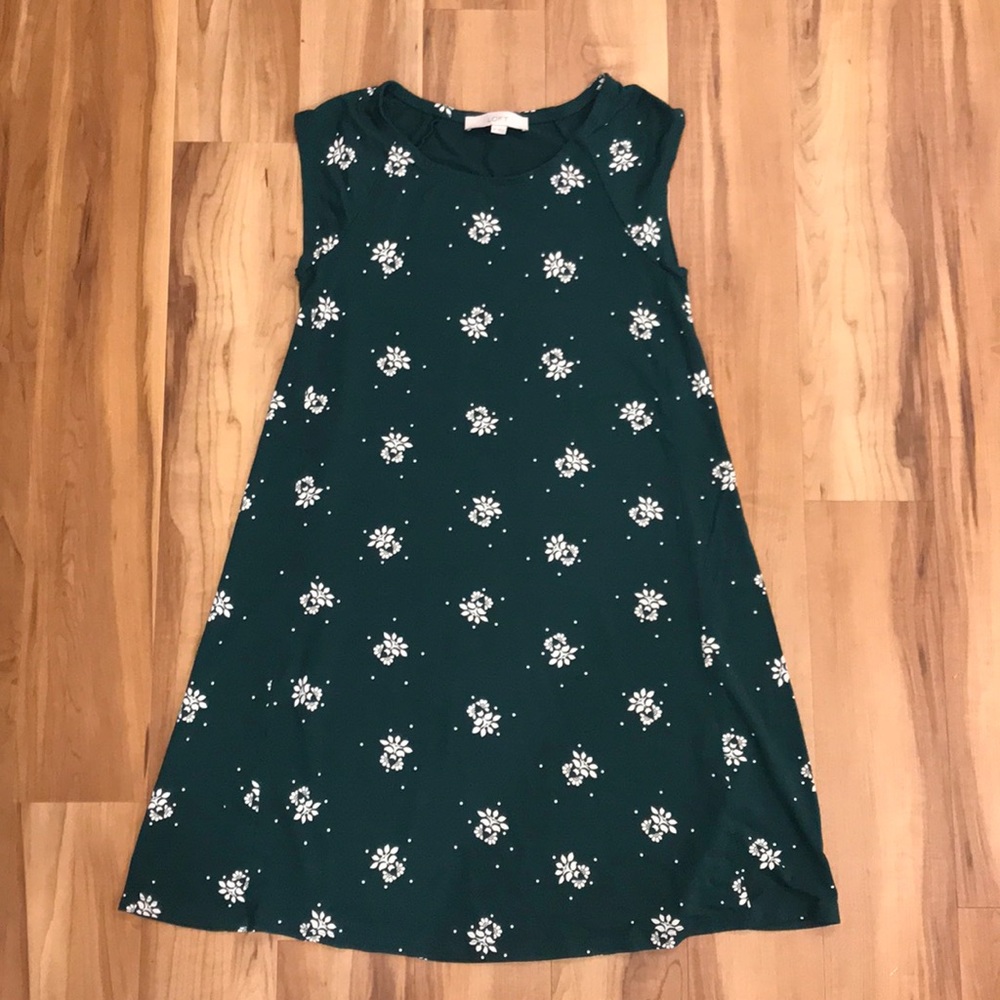 Flowery Green Short Sleeve Swing Dress
